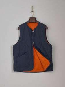 Reversible Military Liner Gilet in Navy/Orange