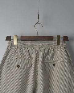 Pleated Track Short in Grey Derby Stripe