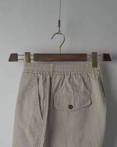 Pleated Track Short in Grey Derby Stripe
